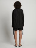 Back image of model wearing Cotton Linen Blazer in black