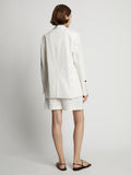 Back image of model wearing Cotton Linen Blazer in off white