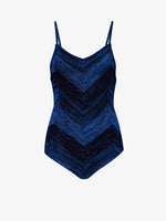 Flat image of Marled Stripe Body Suit in cerulean/black