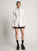 Front image of model in Boucle Tweed Jacket in Off White