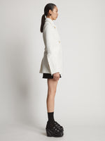 Side image of model in Boucle Tweed Jacket in Off White