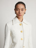 Detail image of model in Boucle Tweed Jacket in Off White