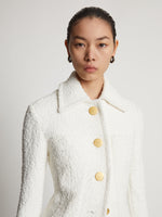 Detail image of model in Boucle Tweed Jacket in Off White