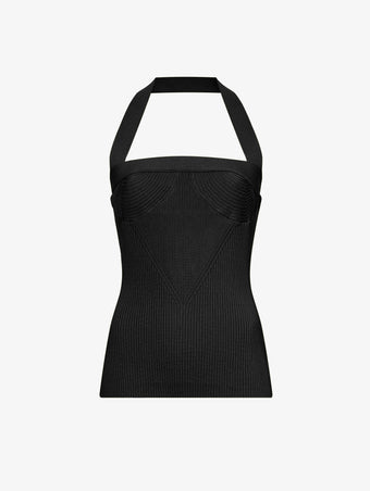 Flat image of Viscose Knit Halter Top in black