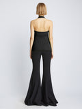 Back image of model wearing Viscose Knit Halter Top in black