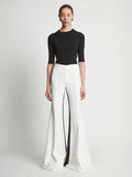 Front image of model wearing Viscose Tuxedo Stripe Pants in off white multi