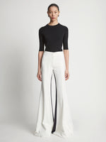 Front image of model wearing Viscose Tuxedo Stripe Pants in off white multi