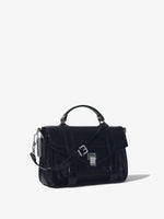 Side image of Crinkled Patent PS1 Medium Bag in BLACK.jpg