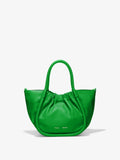 Front image of Small Ruched Crossbody Tote in BOTTLE GREEN