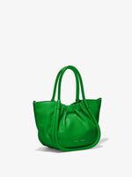 Side image of Small Ruched Crossbody Tote in BOTTLE GREEN