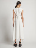 Back image of model wearing Matte Viscose Crepe Dress in white