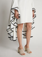 Detail image of model wearing Viscose Crepe Dress in off white