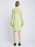 Back image of model wearing Stretch Lace Shirt Dress in lime