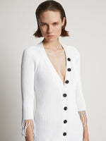 Detail image of model wearing Viscose Knit Dress in optic white