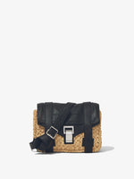 Front image of Raffia PS1 Mini Crossbody Bag in BLACK/SAND