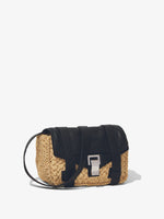 Side image of Raffia PS1 Mini Crossbody Bag in BLACK/SAND