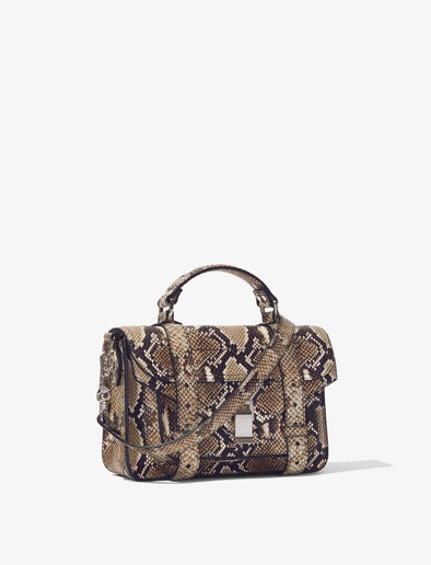 Side image of Printed Snake PS1 Tiny Bag in NATURAL MULTI