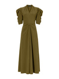 Flat image of Matte Viscose Crepe Dress in fatigue