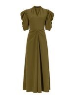 Flat image of Matte Viscose Crepe Dress in fatigue