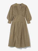 Flat image of Poplin V-Neck Dress in mushroom