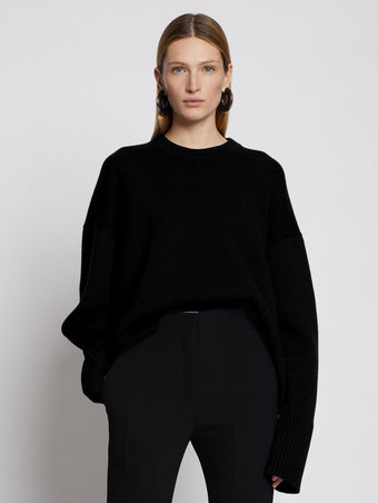 Front cropped image of Eco Cashmere Oversized Sweater in BLACK