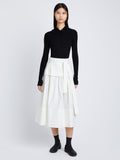 Front image of model wearing Poplin Belted Skirt in white