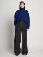 Front image of model wearing Doubleface Cashmere Oversized Turtleneck in cobalt