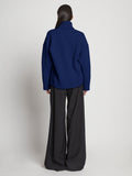 Back image of model wearing Doubleface Cashmere Oversized Turtleneck in cobalt