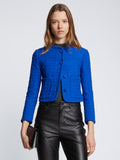 Front cropped image of model wearing Tweed Cropped Jacket in ROYAL BLUE