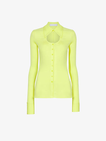 Still Life image of Long Sleeve Jersey Keyhole Top in LIME