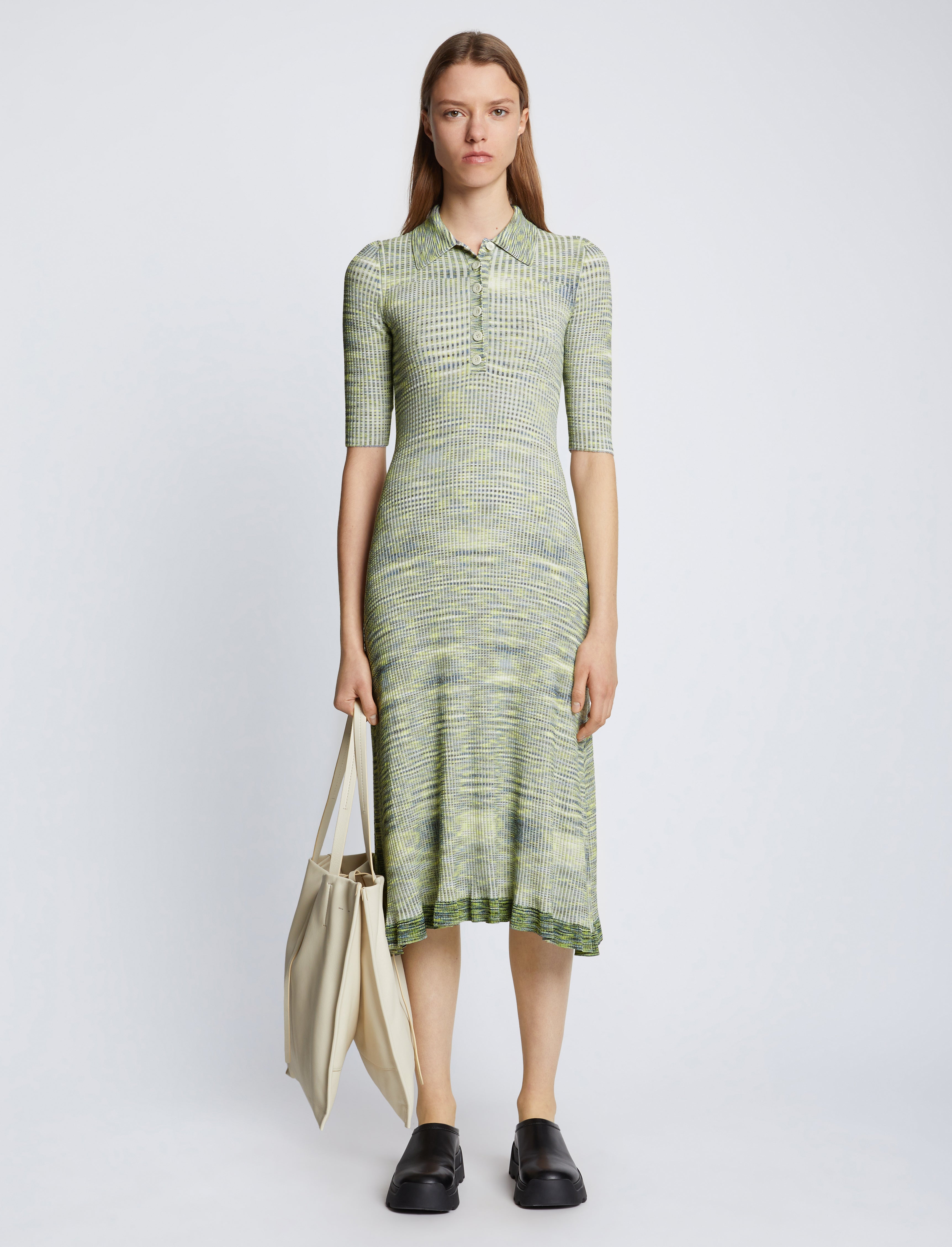 Space Dye Rib Knit Polo Dress – Proenza Schouler