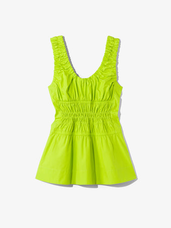 Still Life image of Poplin Gathered Tank Top in GREEN APPLE