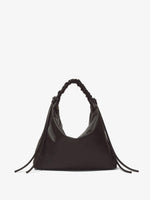 Front image of Large Drawstring Shoulder Bag in BLACK