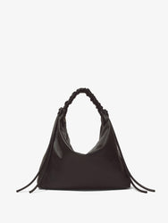 Front image of Large Drawstring Shoulder Bag in BLACK