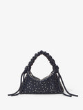 Front image of Studded Small Ruched Handle Bag in DARK NAVY