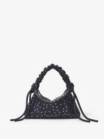 Front image of Studded Small Ruched Handle Bag in DARK NAVY