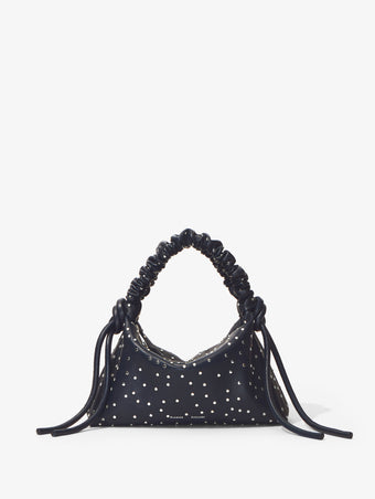 Front image of Studded Small Ruched Handle Bag in DARK NAVY