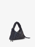 Side image of Studded Small Ruched Handle Bag in DARK NAVY