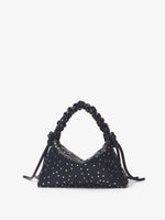 Back image of Studded Small Ruched Handle Bag in DARK NAVY