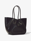 Side image of Carved Python XL Ruched Tote in BLACK