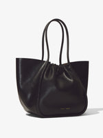 Side image of Carved Python XL Ruched Tote in BLACK