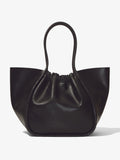 Back image of Carved Python XL Ruched Tote in BLACK