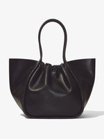 Back image of Carved Python XL Ruched Tote in BLACK