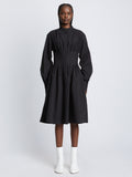 Front full length image of model wearing Eco Poplin Shirt Dress in BLACK