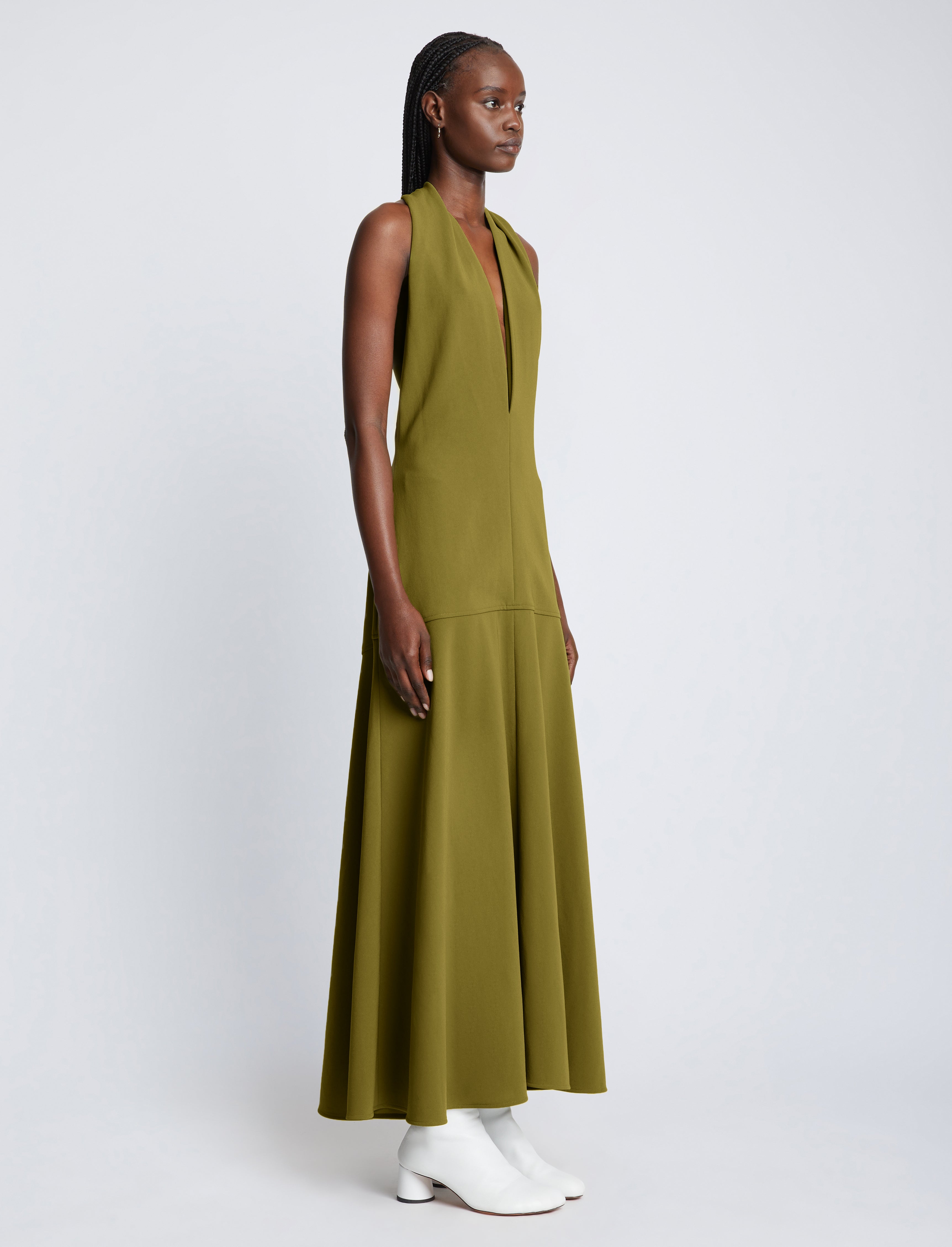 Matte Crepe Twist Back V-Neck Dress – Proenza Schouler