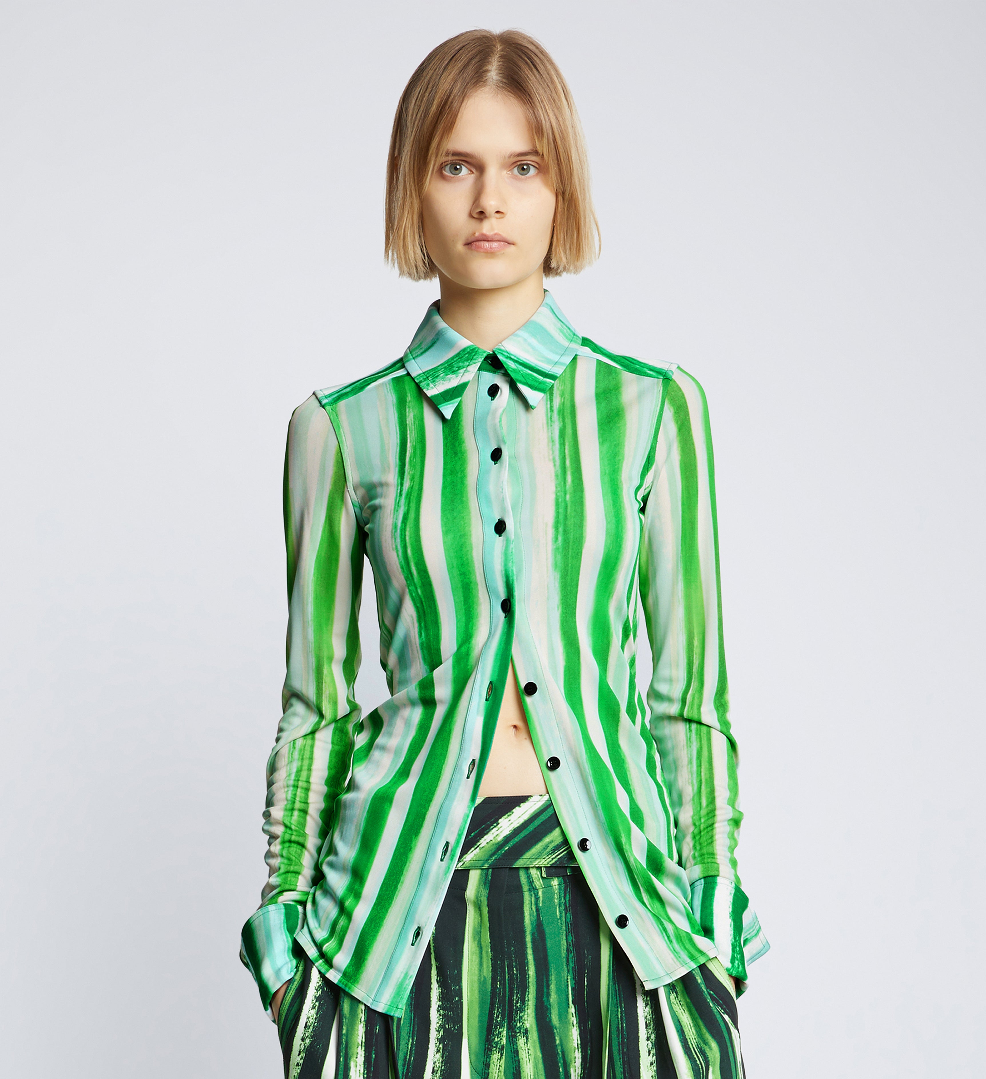 Painted Stripe Matte Jersey Shirt – Proenza Schouler