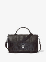 Front image of Carved Python PS1 Medium Bag in BLACK