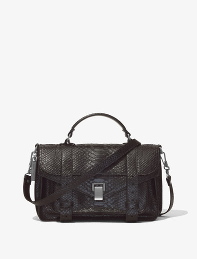 Front image of Carved Python PS1 Medium Bag in BLACK