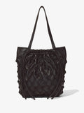 Front image of Macramé Drawstring Tote in BLACK