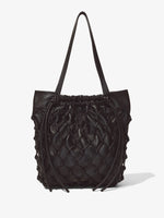 Front image of Macramé Drawstring Tote in BLACK